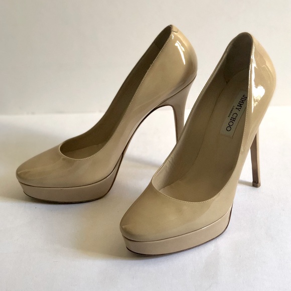 Jimmy Choo Cosmic Patent Nude Platform Pumps - Picture 2 of 13